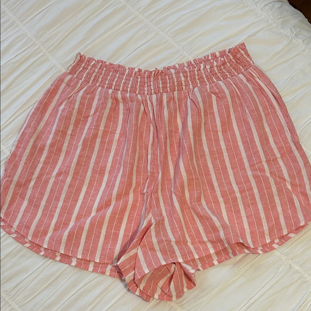 Aerie Pink Striped High Waist Shorts